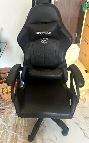 Sky Touch Black PU Leather Gaming/Office Chair with Lumbar Support