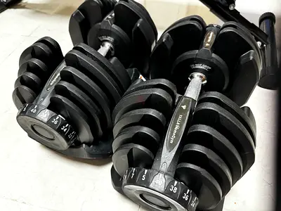 Adjustable Bowflex-style Dumbbell Pair (Up to 40 lbs) - Good Condition