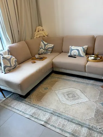 muted blue Light beige Rug / carpet