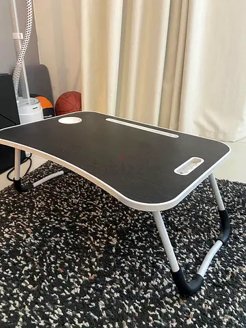 Foldable Laptop Bed Table with Cup Holder and Phone Slot