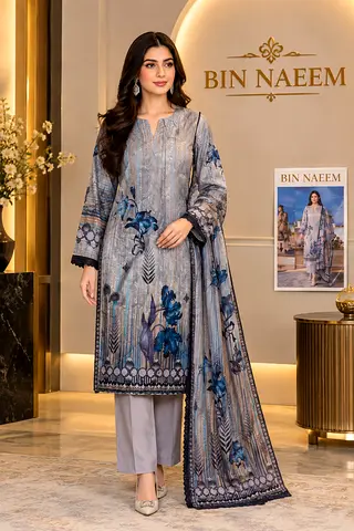 Lamisah Premium Digital Chikan Kari Airjet Lawn Collection – 3 Piece Suit