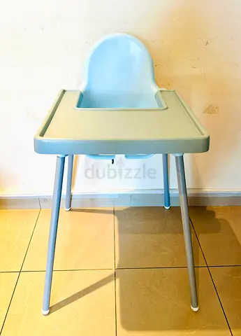 2 Minimalist Light Blue & White Baby High Chair with Tray