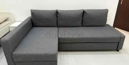 IKEA L shap Sofa store cum bed Gray color