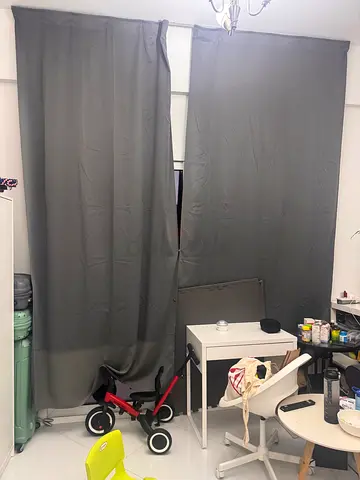 Grey blackout curtain panels - set of 4, good condition with panels complete set
