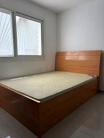 Wooden Double Bed Frame with Headboard and Mattress