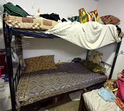 Metal Bunk Bed Frame with Mattresses - Used, Solid Structure