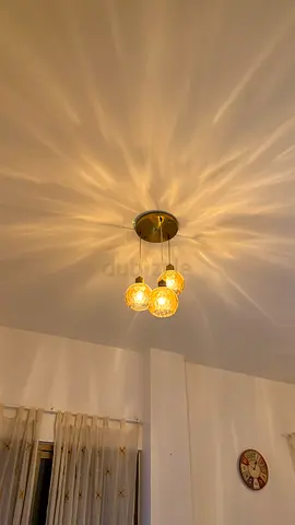 Three-Bulb Glass Pendant Ceiling Light - Brass Finish-1 pair (2 piece)