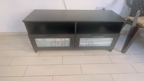 IKEA TV unit / media console in dark brown with glass drawers