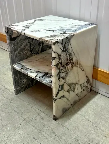 Modern Calacatta Viola Marble End Table with Layered Shelf Design