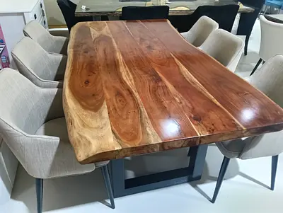 Dinning table wooden with black metal legs
