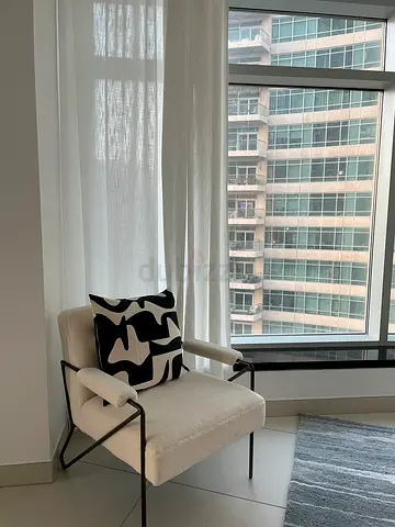 Modern White Accent Armchair with Black Metal Frame - great Condition