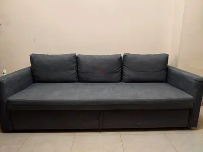Three-seat sofa-bed, Skiftebo dark grey