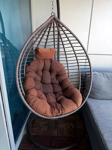 Rattan Egg Hanging Chair with Cushions - Perfect Condition