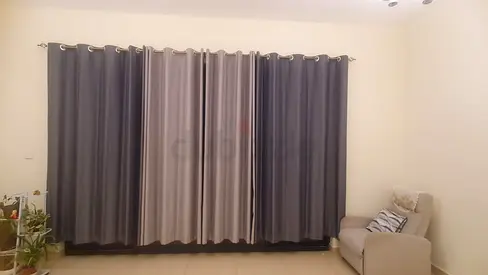 Grey blackout eyelet curtains - set of panels, gently used