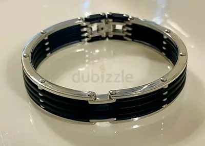 ALDO Men's stainless steel and black rubber bracelet — like new