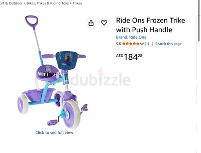 Frozen-themed Ride-On Trike with Parent Push Handle