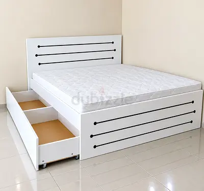 Brand new Queen Size mdf wooden storage Bed including mattress good quality