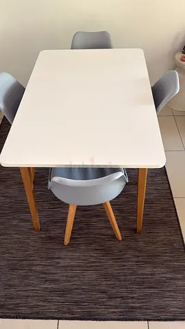 JYSK White Dining Table & 4 Comfortable Chairs – AED 450