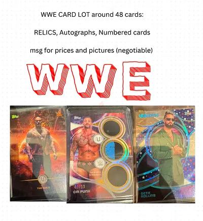 WWE CARD LOT: case hits,autographs, relics, and numbered cards (message for prices photos)negotiable