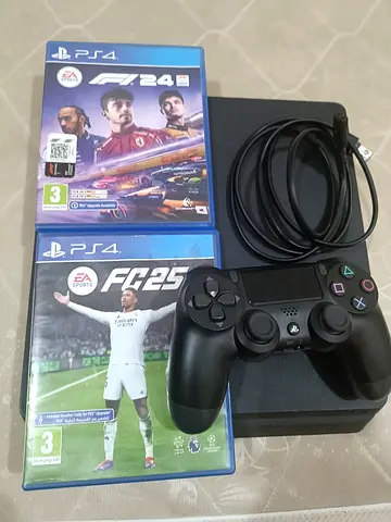 • PlayStation 4 Slim 500 GB Black with Controller and 2 Games (FC 25 / F1 24)