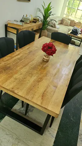 Dining Table with Metal Base - with 5 chairs