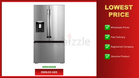 Midea 830L Jumbo Capacity French Door Refrigerator with Ice & Water Dispenser 1 Year Warranty