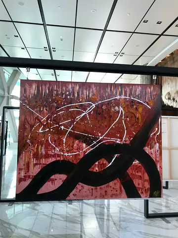 Large Abstract Modern Canvas Painting - Brown & Black with Textured Accents