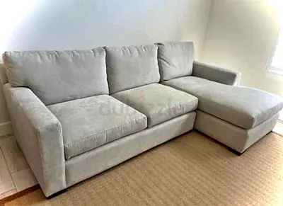 High Quality Crate and barrel axis Feather filled L Shape Sofa Beige