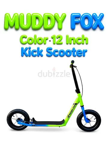 MUDDY FOX Kids Kick Scooter 12 Inch – Lightweight Aluminium Frame, Rear Brake, Pneumatic Tyres