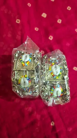 Navratri special Handmade shell bead anklet/bracelet set - new, packaged