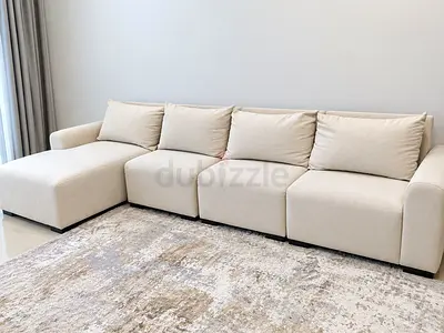 Beige L-shaped Modular Sofa - 4-seater with Chaise