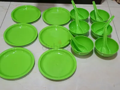 New Half plates, bowl,Spoons (18 pieces for 18 dh)