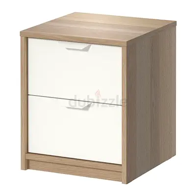 IKEA Two-Drawer Bedside Table / Nightstand in Oak Effect and White