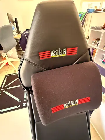 Next Level Racing F-GT gaming chair & frame, with Thrustmaster T300 steering wheel & 3 pedals