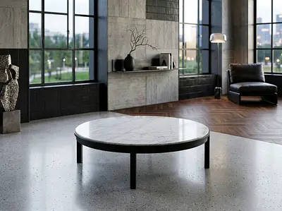 Roche Bobois Round Marble Top Coffee Table  - Modern Low Profile