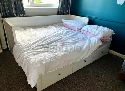 Ikea Queen size bed with mattress and storage drawers