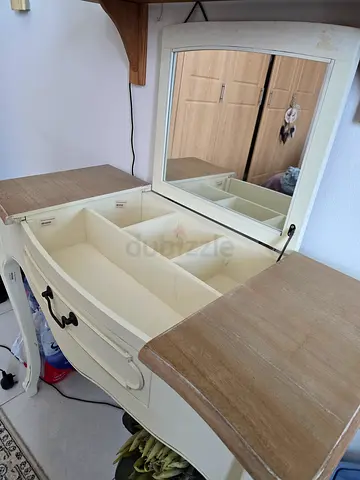 French Country Dressing Table / Vanity with Hidden Mirror & Storage