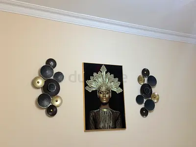 Framed Art Portrait with Decorative Metal Wall Panels