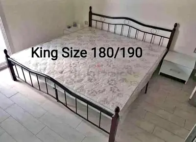 New wooden steel king size bed With Mattress Availaboe