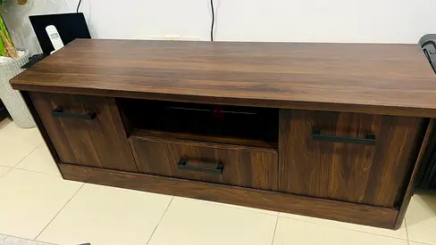 Wooden TV Cabinet / Entertainment Unit - Dark Walnut Finish