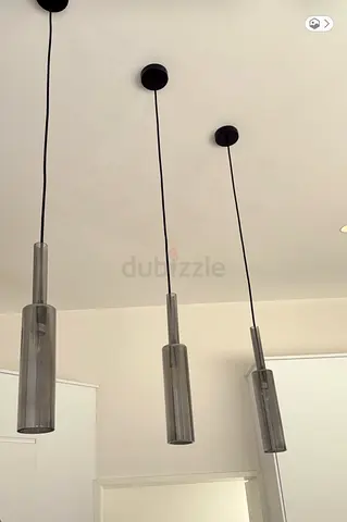 Modern Smoke-Gray Glass Cylindrical Pendant Lights
