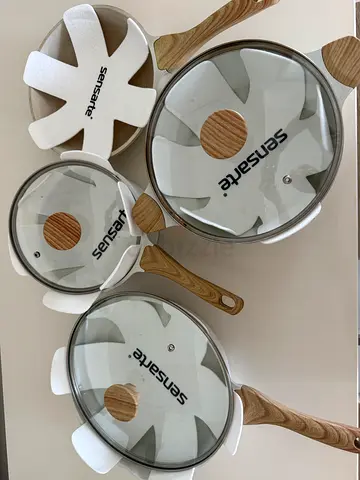 Sensarte non-stick frying pan and saucepan set with glass lids (4 pieces) - barely used