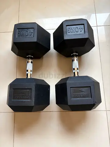 Pair of 40kg Hex Rubber Dumbbells (Total 80kgs )