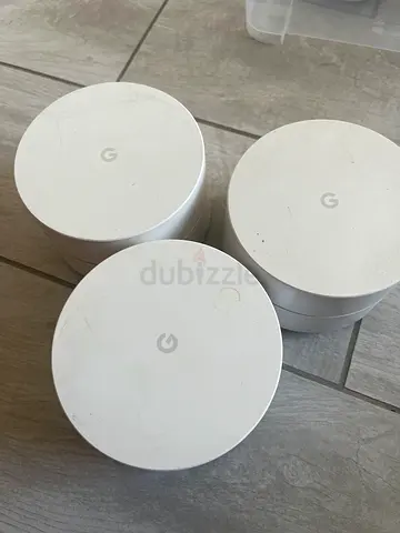 Set of 3 Google Mesh Wifi (white) routers - used