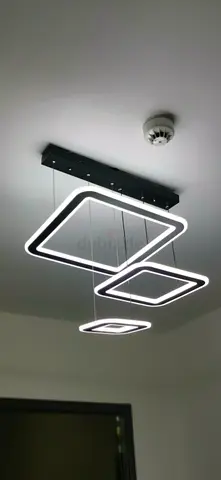 Modern geometric LED pendant light — 3-tier square design