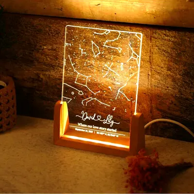 Personalized Star Map Night Light with Names & Date