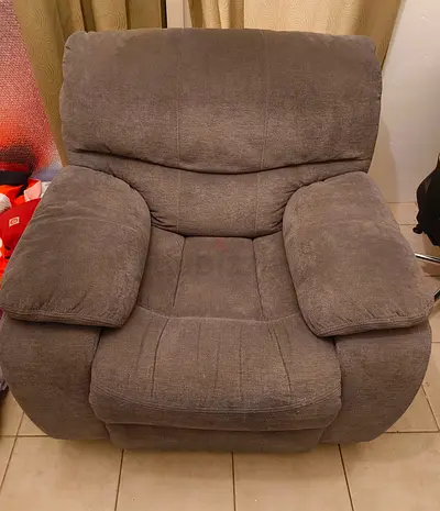 Large Grey Plush Recliner Armchair - Comfortable Single Seat