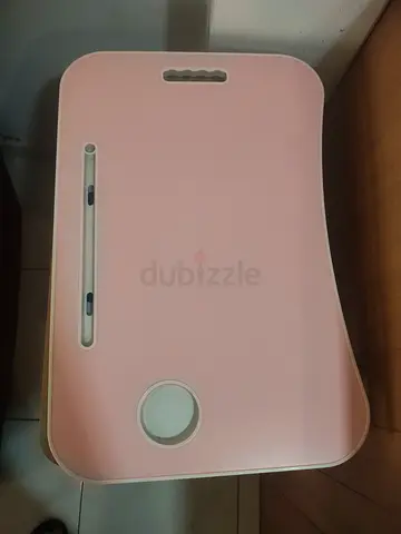 Portable pink laptop/tablet lap desk with cup holder