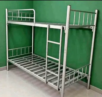 Metal Bunk Bed - Sturdy Silver Frame, Ideal for Kids or Dorms