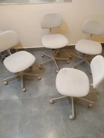 Set of 3  Ikea White Office Swivel Chairs on Wheels – Used, Good Condition